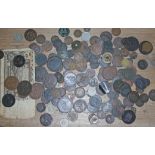 A mixed lot of mainly copper coins and tokens, GB and world.