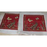 A pair of Victorian beadwork cushion covers, 37cm x 39cm each. Condition: all beads appear