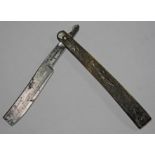 American Civil War interest, a pressed horn razor, one side depicting Charles Blucher and the