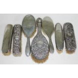 A group of hallmarked silver backed brushes.