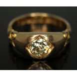 A Victorian diamond solitaire ring, the central slightly oval European cut stone weighing approx.