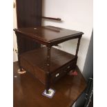 A walnut side table with drawer Catalogue only, live bidding available via our webiste. If you