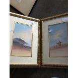 Norman Saville, a pair of North African scenes with camels and riders in desert, watercolours,