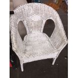 A white cane chair Catalogue only, live bidding available via our webiste. If you require P&P please