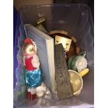 A box of misc pottery, a clock, etc. Catalogue only, live bidding available via our webiste. If