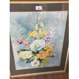 Still life flowers, watercolour, unsigned, 49cm x 39cm, framed and glazed. Catalogue only, live
