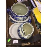 A box of blue and white pottery Catalogue only, live bidding available via our webiste. If you