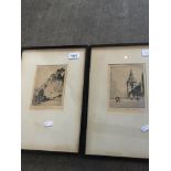 After Robert Houston (Scottish 1891-1942), pair of etchings - 'Stirling Castle' & 'The Tron