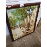 Bernard Dufour, Parisian street scene, oil on board, signed lower left, 45cm x 36cm, framed.