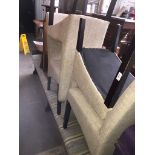 A set of four upholstered high back dining chairs Catalogue only, live bidding available via our