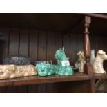 Small Sylvac dogs and other china and a glass bowl Catalogue only, live bidding available via our
