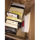 A box containing 8 track stereo cartridges Catalogue only, live bidding available via our webiste.