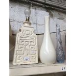 A Troika style table lamp and two vases Catalogue only, live bidding available via our webiste. If