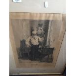 After Walter Dendy Sadler (1853-1923), Victorian engraving of a man in period interior, signed in