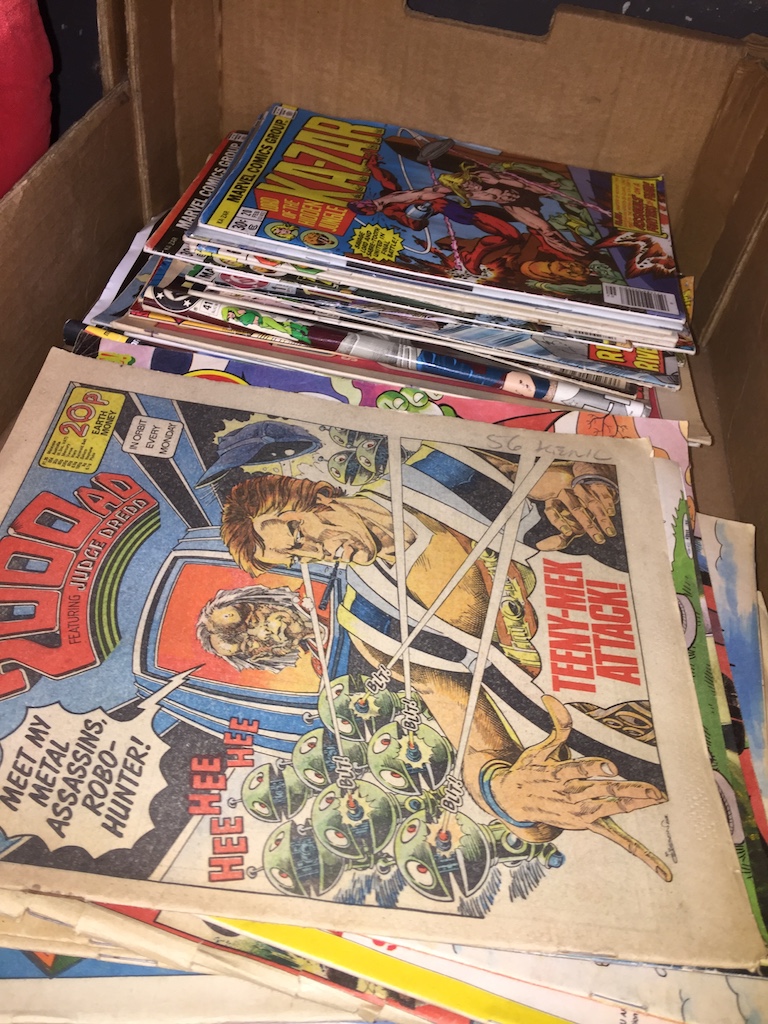 A collection of Marvel comics, Battle, Judy, Beanos, Ka-Zar, etc. Catalogue only, live bidding