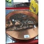 A copper glazed display featuring elephants Catalogue only, live bidding available via our