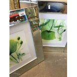 Pair of modern prints with mirror frames Catalogue only, live bidding available via our webiste.
