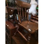 A 19th century elm seated spindle back chair and a small oak drop leaf occasional table Catalogue