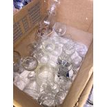 A box of drinking glasses, a ship in a bottle etc Catalogue only, live bidding available via our
