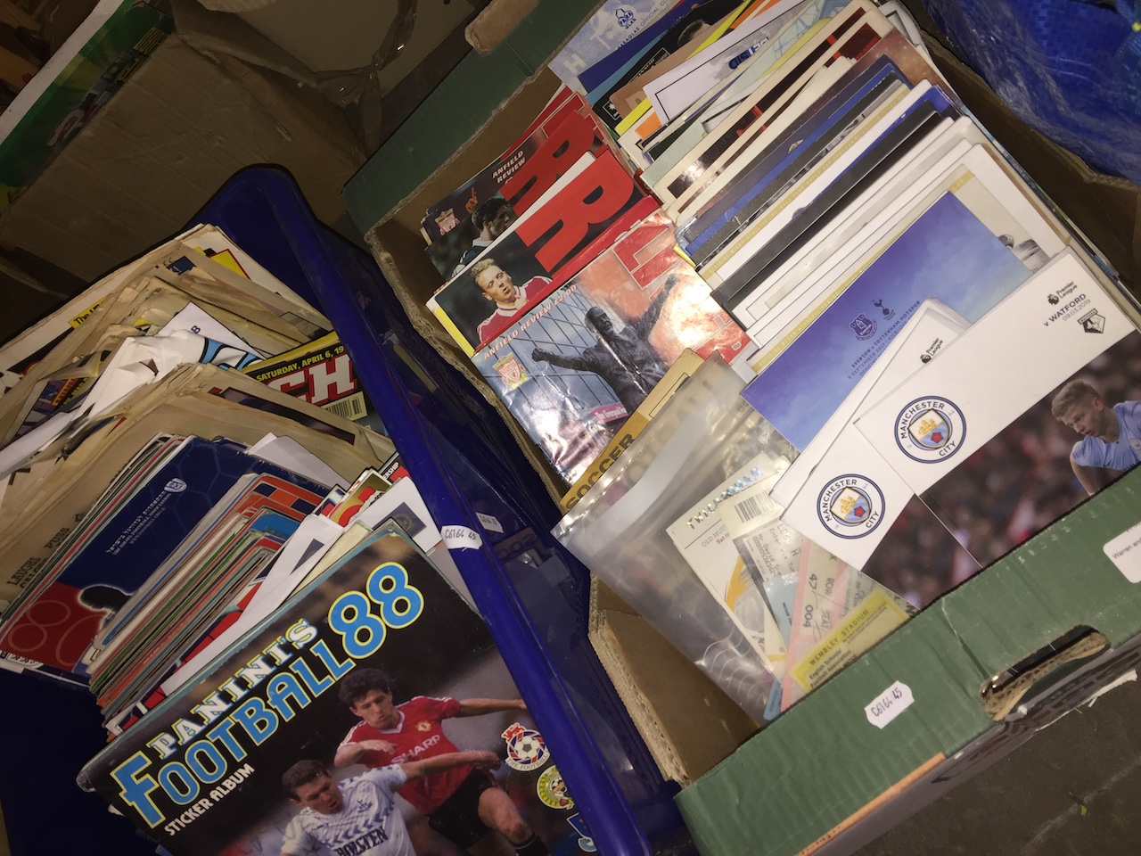 Two boxes of football programmes and tickets Catalogue only, live bidding available via our webiste.