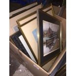 A box of pictures and prints Catalogue only, live bidding available via our webiste. If you