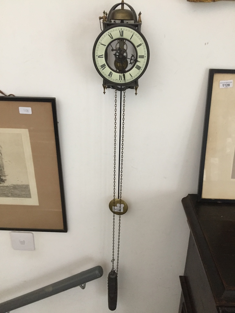 A German skeleton pendulum wall clock, retailed by Brights of Nettlebed. Catalogue only, live