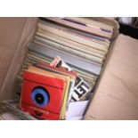 A box of mixed records, LPs singles etc Catalogue only, live bidding available via our webiste. If