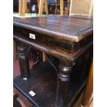 A pair of rustic style hardwood small square tables Catalogue only, live bidding available via our