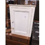 A white painted cupboard and a pasting table Catalogue only, live bidding available via our webiste.