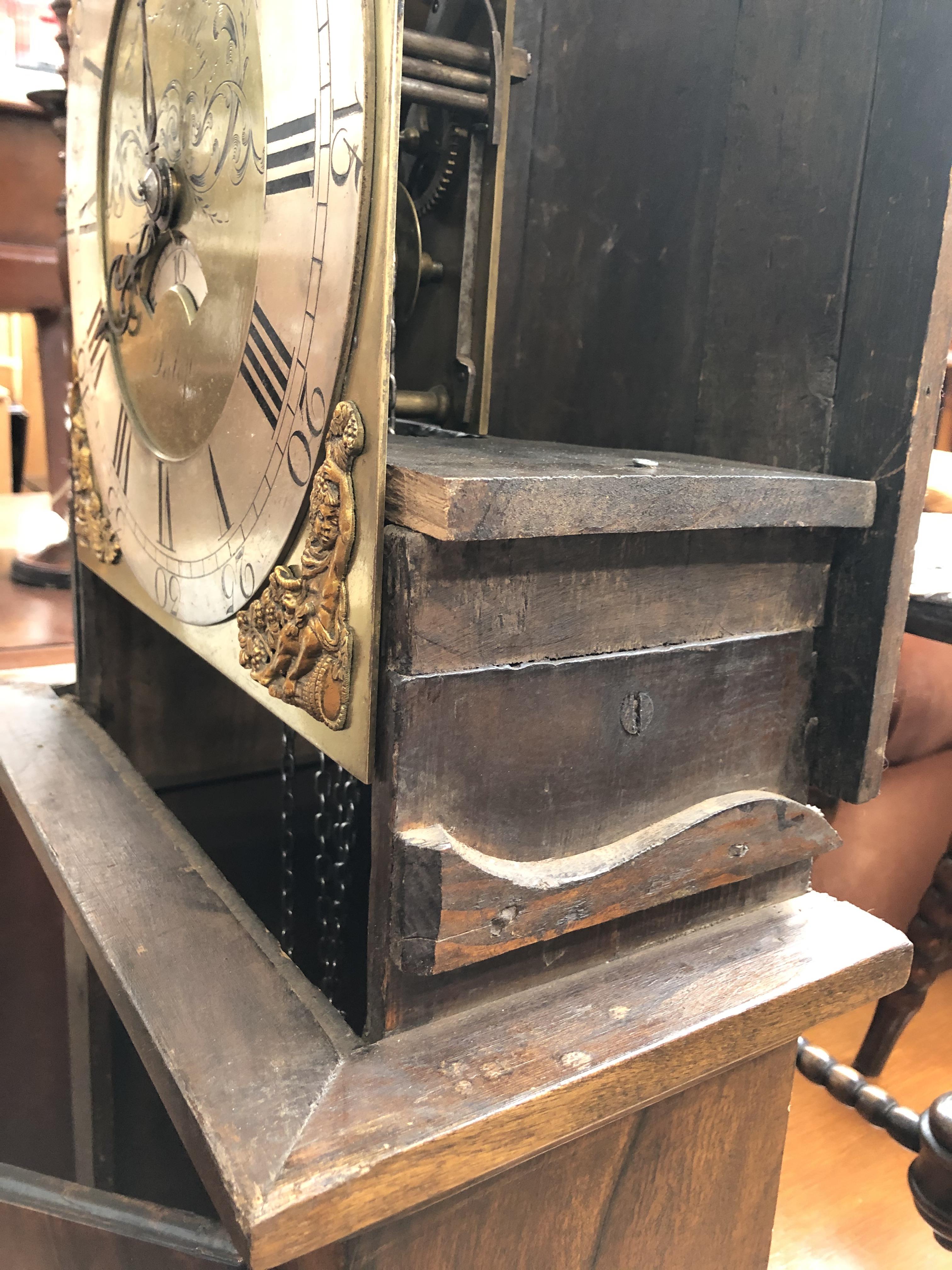 A Sam Harley - Salop, mahogany long case clock with brass dial - with weights, chains, pendulum - Bild 10 aus 13