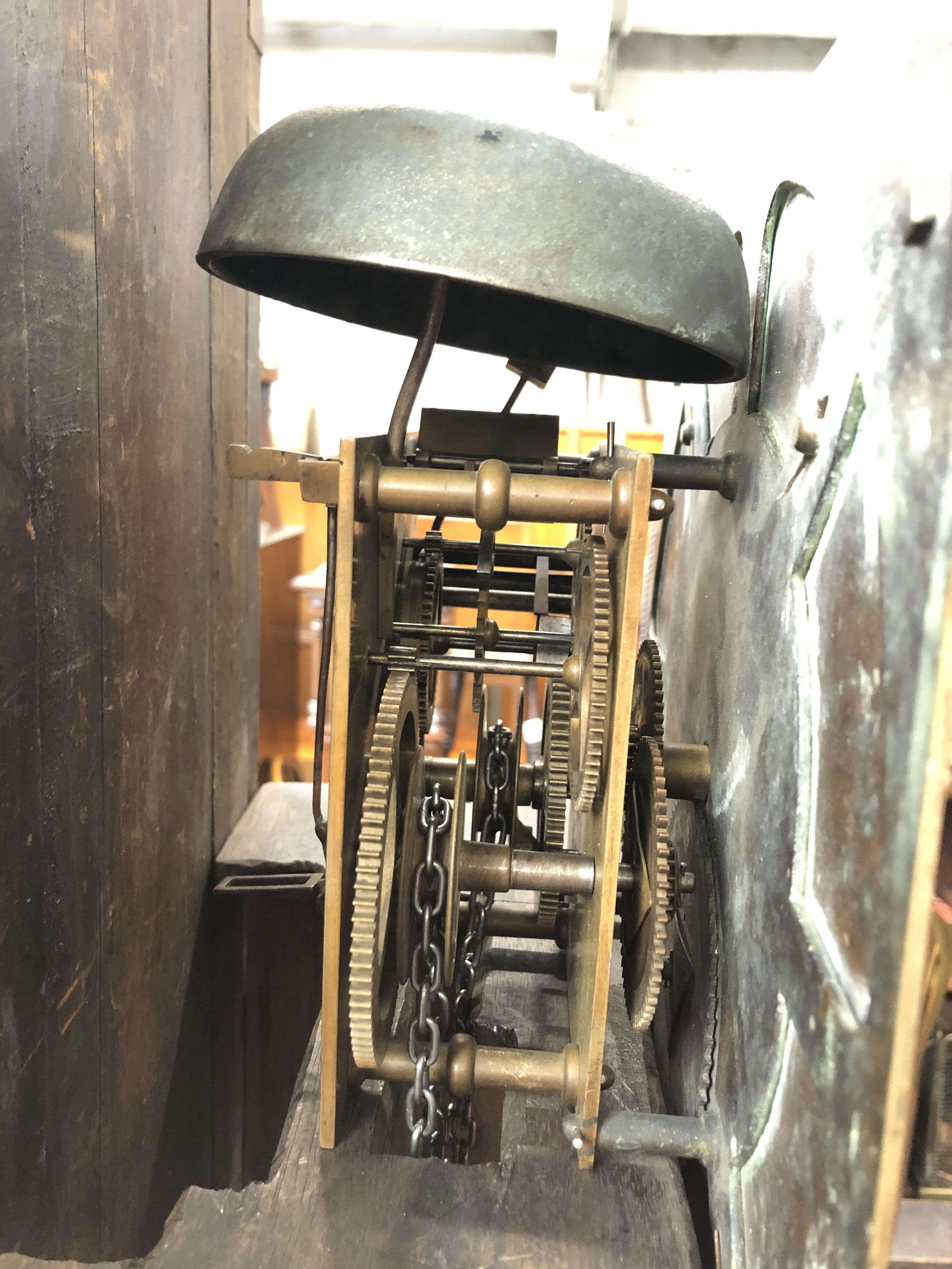 A Sam Harley - Salop, mahogany long case clock with brass dial - with weights, chains, pendulum - Bild 9 aus 13