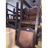 A set of four oak and leather studded chairs Catalogue only, live bidding available via our webiste.