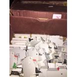 Two boxes of electrical items inc circuit breakers, switches, light fittings, etc Catalogue only,