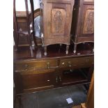 A mahogany mirror back sideboard - door panel detached but present Catalogue only, live bidding