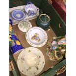 A box of mixed ceramics including Wedgwood Peter Rabbit tableware, figurine etc Catalogue only, live