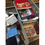 Two tubs of bric a brac and costume jewellery Catalogue only, live bidding available via our