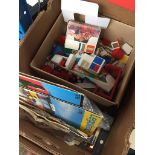 A box of vintage Lego also including a vintage HMT 21 jewel automatic wristwatch and various