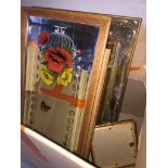 Box of mirrors and a few prints Catalogue only, live bidding available via our webiste. If you