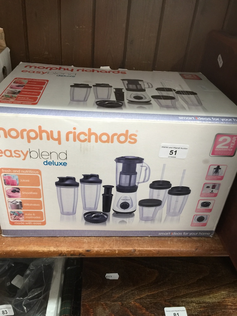 A boxed Morphy Richards blender Catalogue only, live bidding available via our webiste. If you