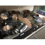 Two boxes of metalware Catalogue only, live bidding available via our webiste. If you require P&P