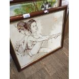 Bernard Dufour, ballet dancer, mixed media on board, signed top right, 37cm x 45cm. Catalogue