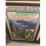 A vintage Austrian advertising poster - 'Harder - Bahn, Interlaken', Art Institutorell Fussli,