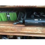 Xbox 360 with lead, sensor, 2 controllers, microphone and collection of games. Catalogue only,
