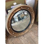 A convex circular mirror, diameter 47cm. Catalogue only, live bidding available via our webiste.