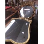 Two continental style mirrors including convex Catalogue only, live bidding available via our
