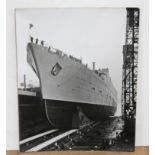 A launch photograph of the liner Caronia, Liverpool 1949 by Stewart Bale & Co, 22.5cm x 29cm. The-
