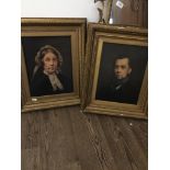 Pair of tinted print Victorian portraits in gilt frames The-saleroom.com showing catalogue only,