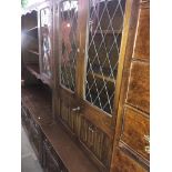 Two part large oak lounge unit with leaded glass The-saleroom.com showing catalogue only, live