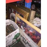 A selection of pictures, Lowry print, Man United ephemera pictures and a sign, etc. The-saleroom.com