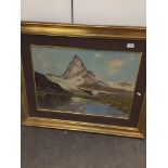 A large oil painting of the Matterhorn The-saleroom.com showing catalogue only, live bidding